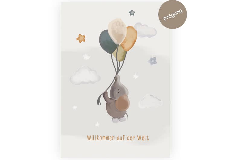 Willkommen auf Welt Elefant | Klappkarte | Geburt