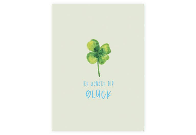 Postkarte Kleeblatt Glück