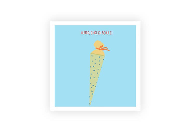Endlich Schule | Postkarte | Schulanfang
