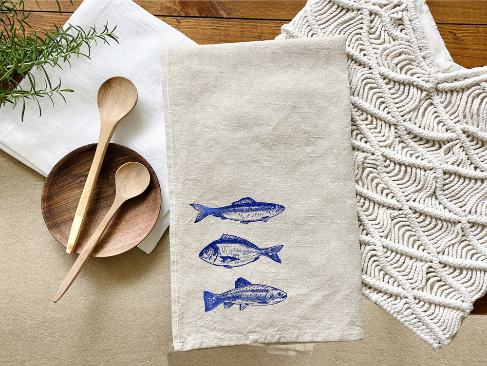 FISCHE Küchentuch Halbleinen, ca. 47 x 70 cm, Handsiebdruck