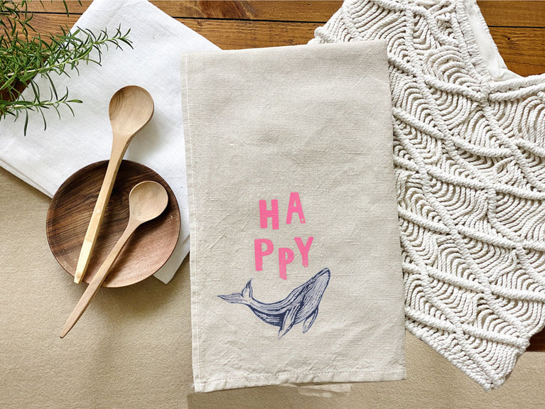HAPPY Küchentuch Halbleinen, ca. 47 x 70 cm, Handsiebdruck