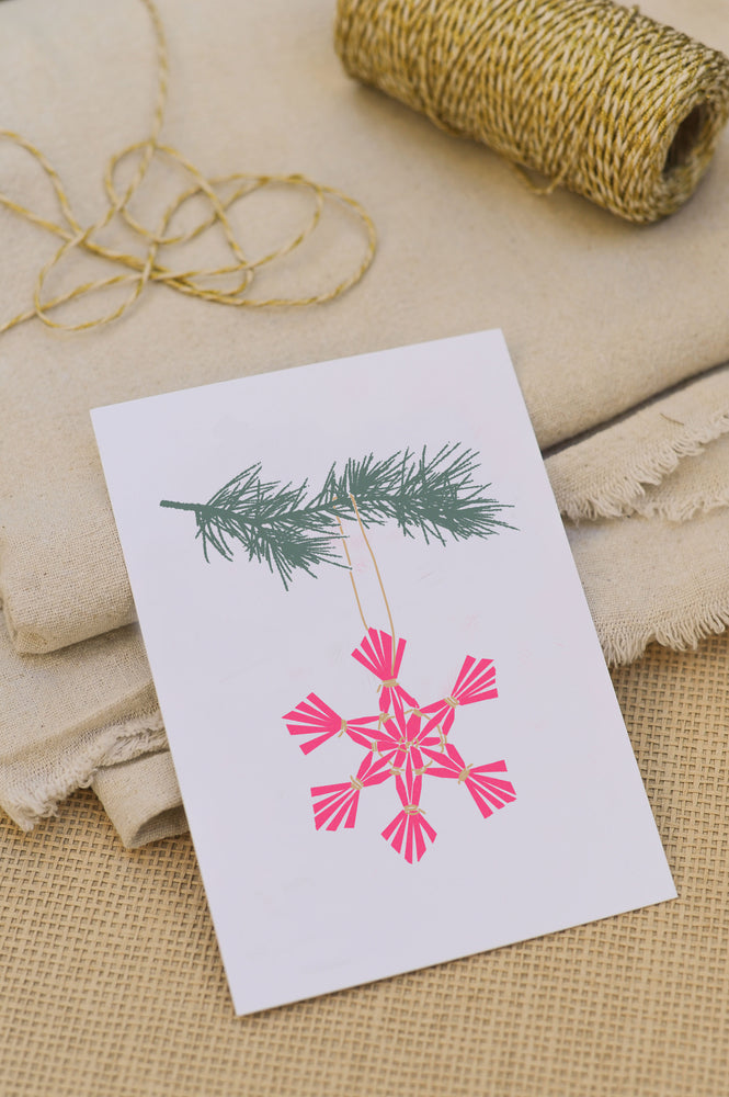 Strohstern | Riso Postkarte | Weihnachten