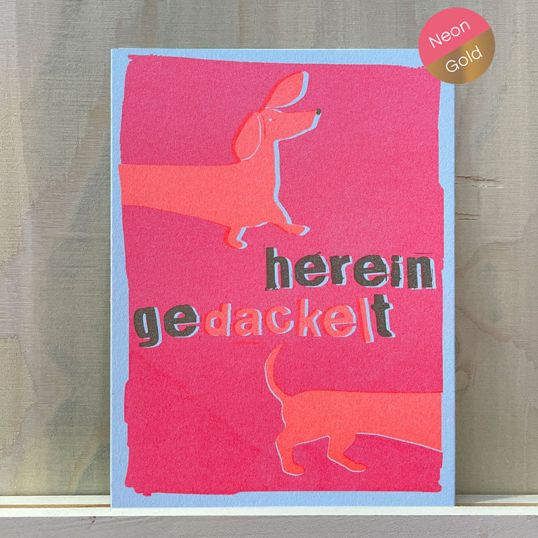 Hereingedackelt | Riso Postkarte | Gruß