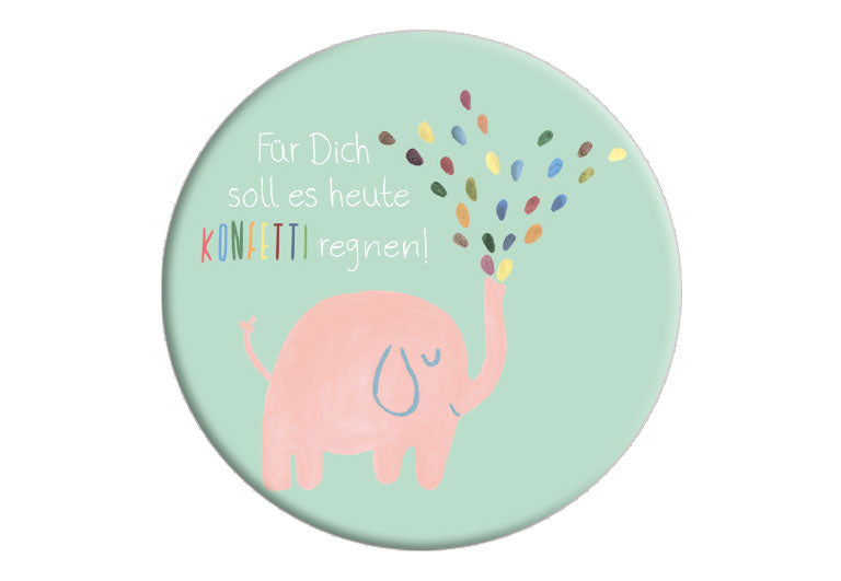 Elefant Konfetti | Fotomagnet rund