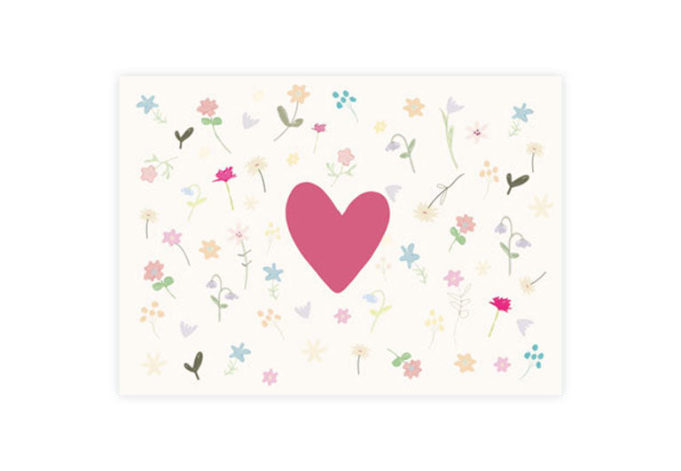 Herz +Blumen | Geburtstag | Gruß | Postkarte | Pappkarte