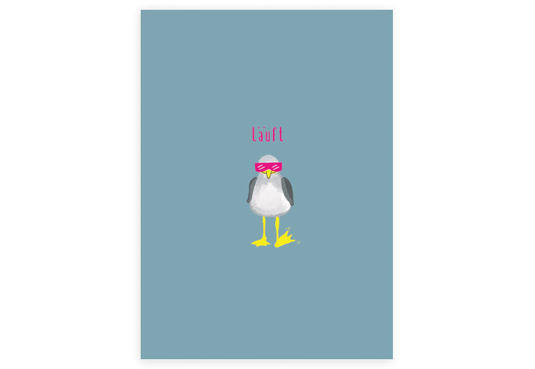 Möwe läuft | Postkarte | Humor | Motivation | Pappkarte