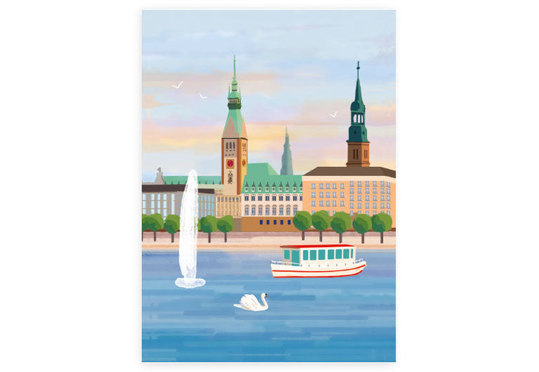 Binnenalster | Postkarte | Hamburg | Pappkarte