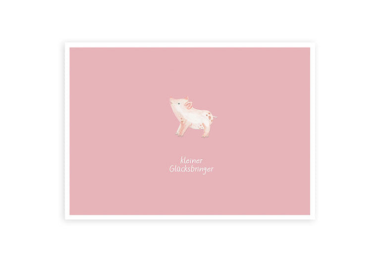 Kleiner Glücksbringer Schweinchen | Postkarte | Glück