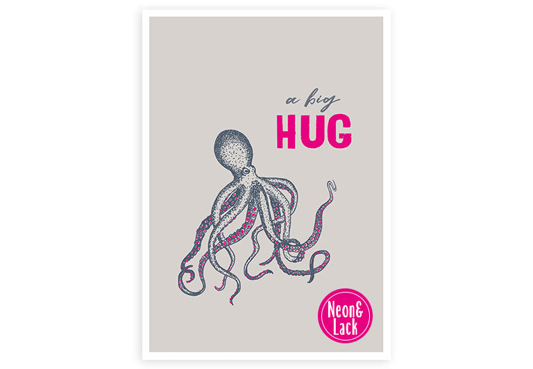 Oktopus | Neon Postkarte