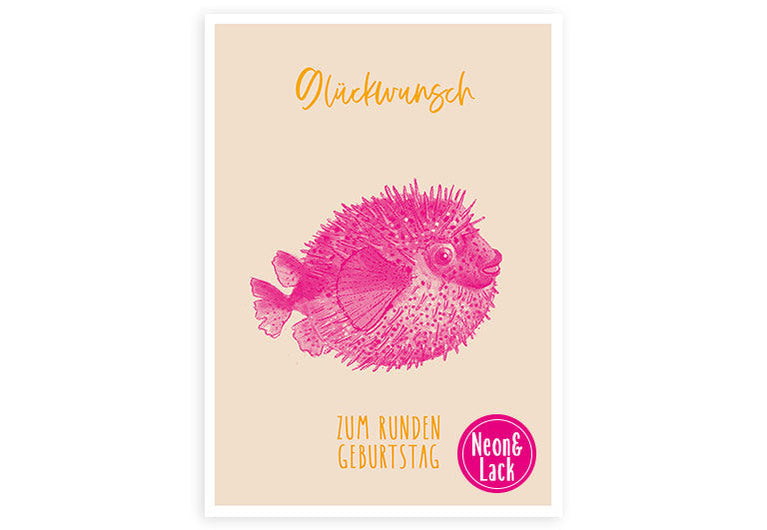 Kugelfisch | Neon Postkarte