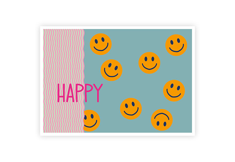 Happy Birthday Smiley | Postkarte | Geburtstag