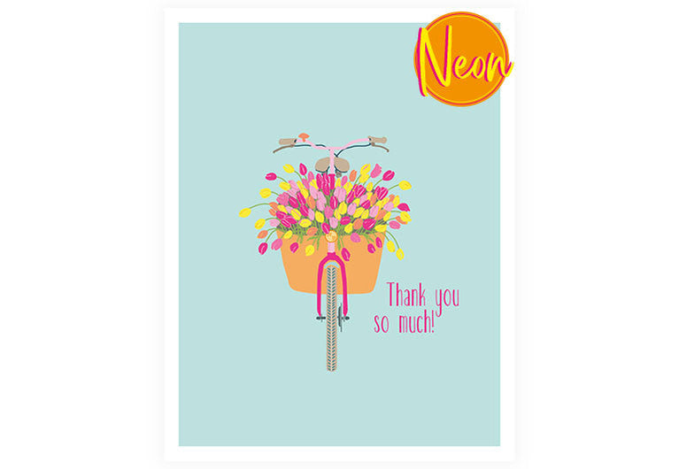 Fahrrad Tulpen | AuriCard | Neon Postkarte