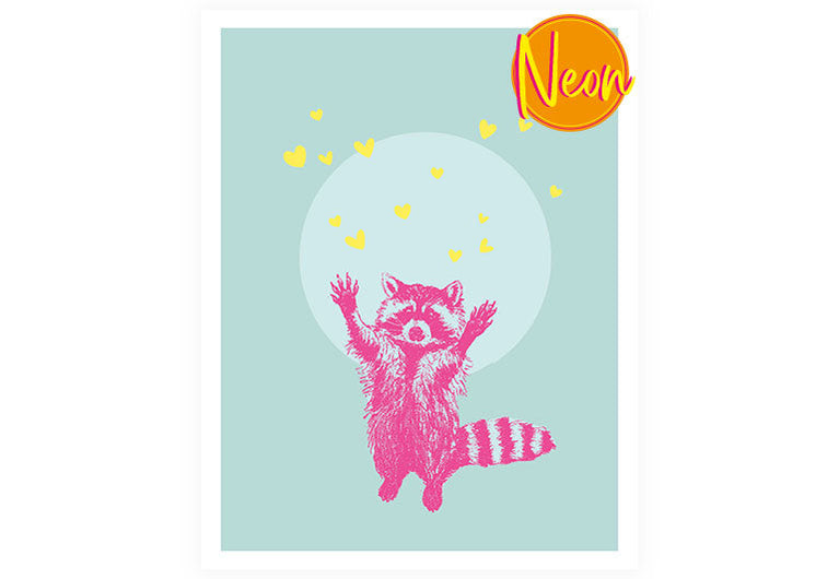 Waschbär | AuriCard | Neon Postkarte