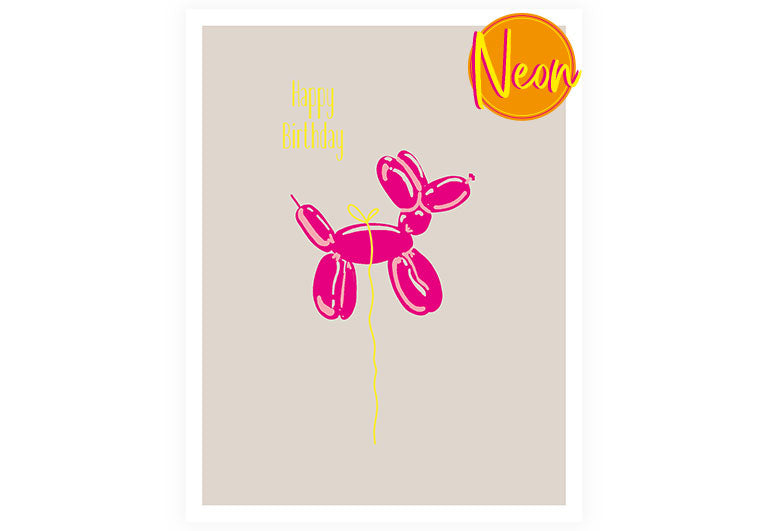 Ballon Hund | AuriCard | Neon Postkarte