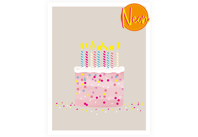 Geburtstagskuchen | AuriCard | Neon Postkarte