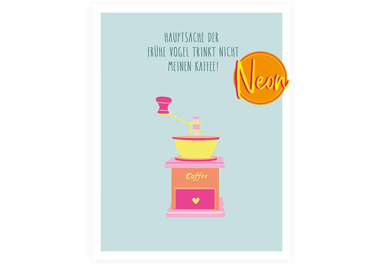 Kaffeemühle | AuriCard | Neon Postkarte