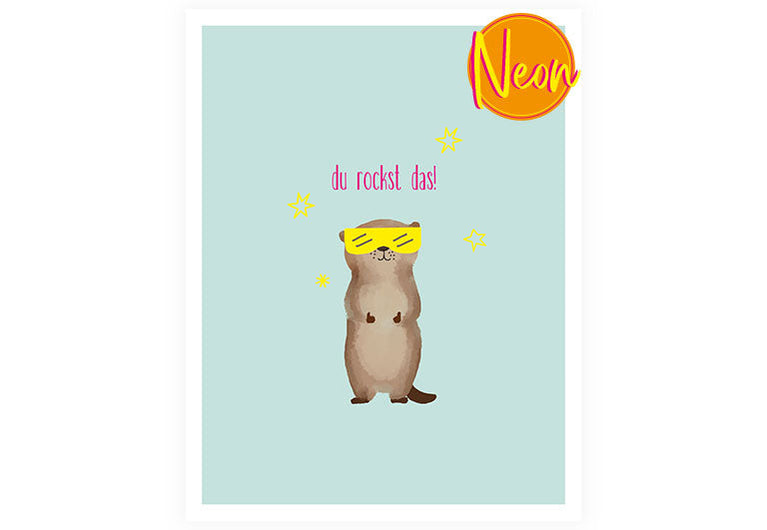 Biber rockst das | AuriCard | Neon Postkarte