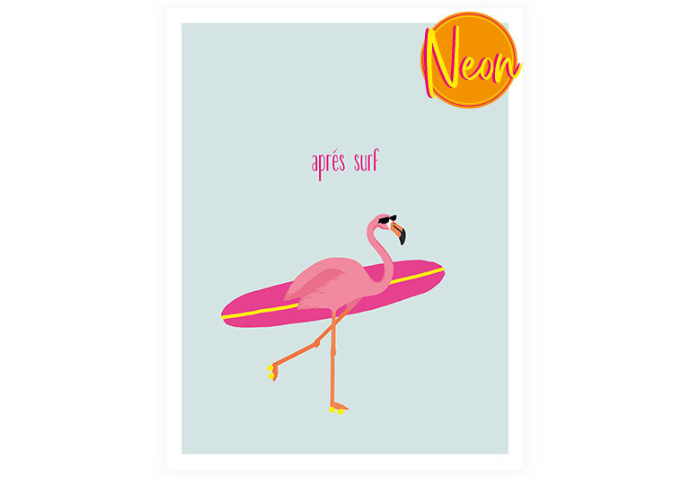 Flamingo après surf | AuriCard | Neon Postkarte