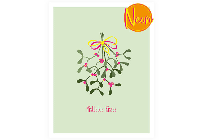 X Mistelzweig | AuriCard | Weihnachten | Neon Postkarte