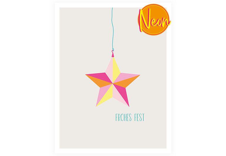 X Stern frohes Fest | AuriCard | Weihnachten | Neon Postkarte