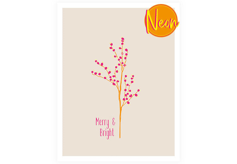 X Beerenzweig | AuriCard | Weihnachten | Neon Postkarte