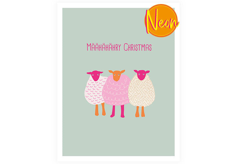 X Schafe | AuriCard | Weihnachten | Neon Postkarte