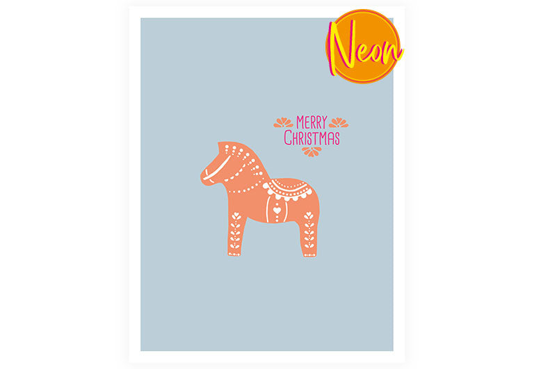 X Dala Pferd | AuriCard | Weihnachten | Neon Postkarte