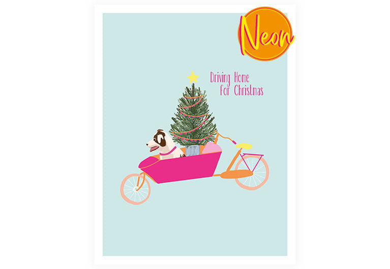 X Lastenrad Hund | AuriCard | Weihnachten | Neon Postkarte