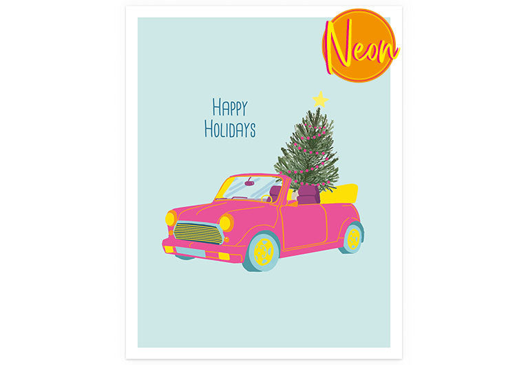 X Cabrio | AuriCard | Weihnachten | Neon Postkarte