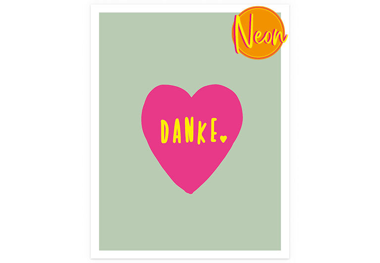 Danke Herz | AuriCard | Neon Postkarte