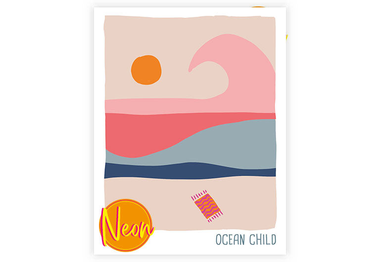 Ocean Child | AuriCard | Neon Postkarte | Glück | Motivation