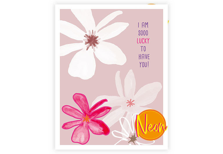 So Lucky | AuriCard | Neon Postkarte | Glück | Motivation
