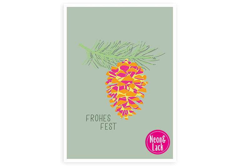 X Kiefernzapfen | Neon Postkarte Weihnachten
