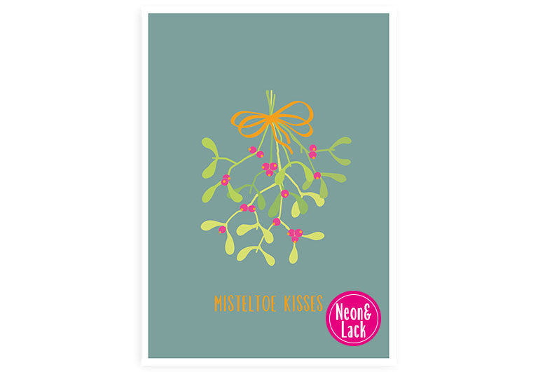 X Mistelzweig | Neon Postkarte Weihnachten