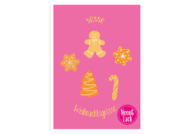 X Lebkuchen | Neon Postkarte Weihnachten