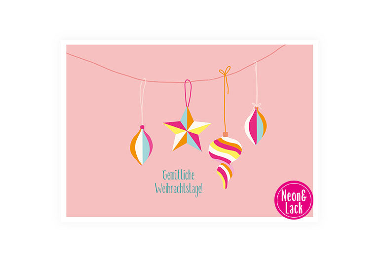 X Christbaumkugeln | Neon Postkarte Weihnachten