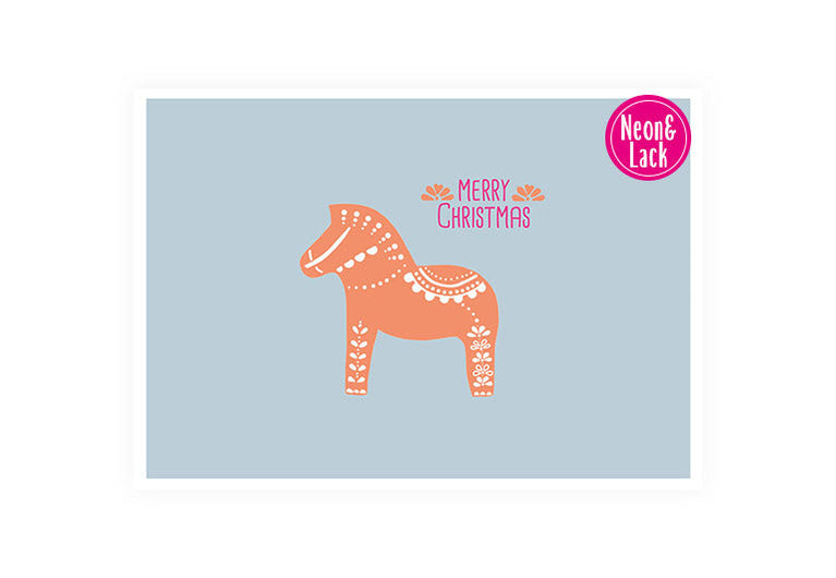 X Dala Pferd | Neon Postkarte Weihnachten
