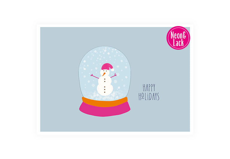 X Schneekugel | Neon Postkarte Weihnachten