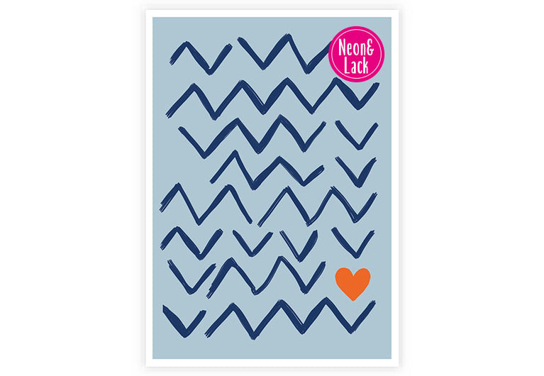 Zickzack Herz | Neon Postkarte
