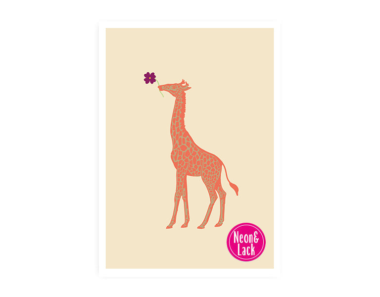 Giraffe Klee | Neon Postkarte | Glück