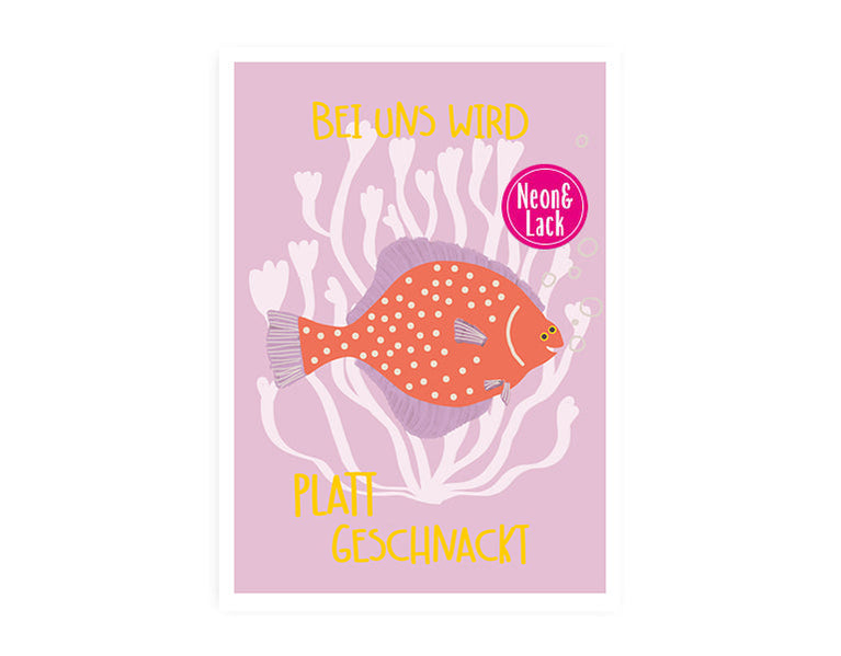 Platt geschnackt | Neon Postkarte | Humor