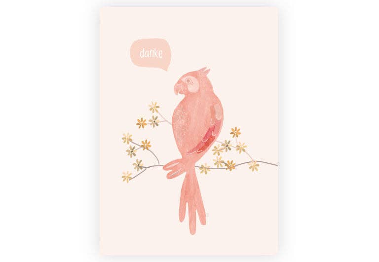 Postkarte Papagei Danke