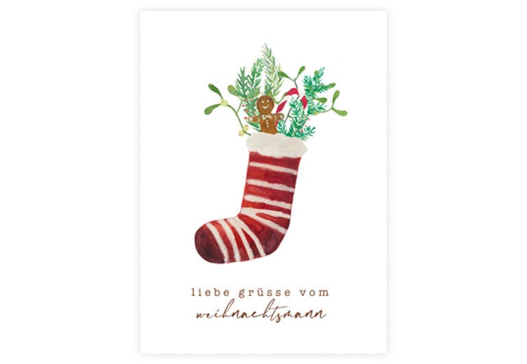 Weihnachtssocke | Postkarte | Weihnachten | Pappkarte