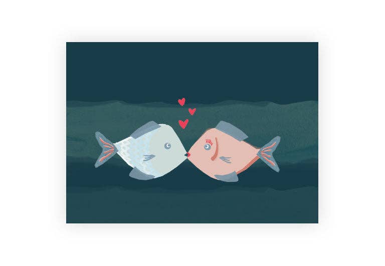 Postkarte Love Fishes | Liebe