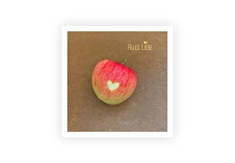 Herz Apfel | Postkarte | Liebe