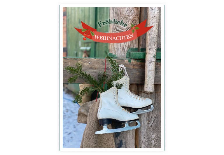 Schlittschuhe | Weihnachten | Postkarte