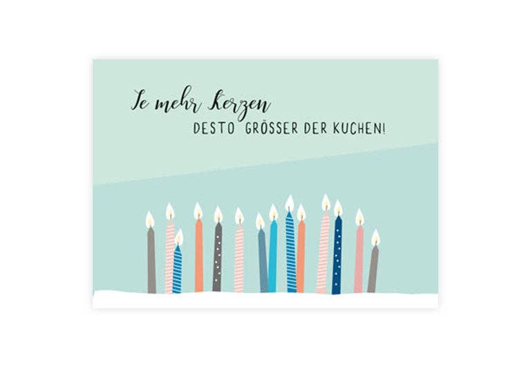 Postkarte Je mehr Kerzen | Geburtstag