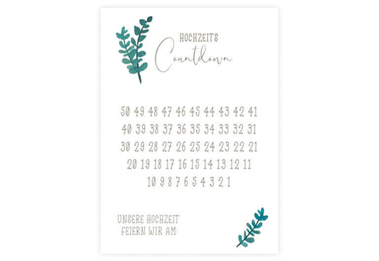 Postkarte Countdown Hochzeit