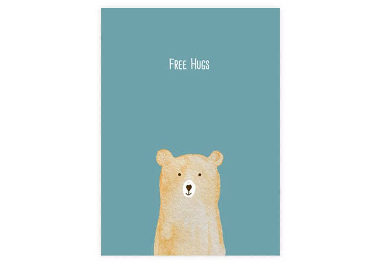 Postkarte Bär Free Hugs | Freundschaft