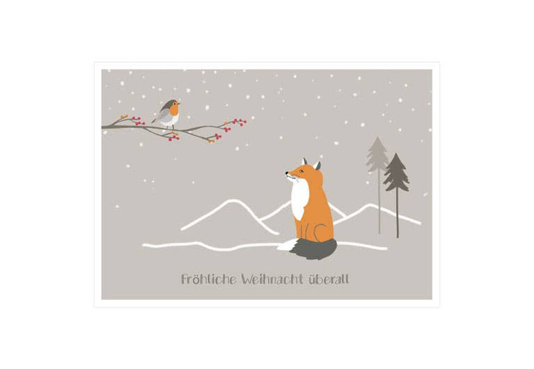 Fuchs und Vogel | Weihnachten | Postkarte